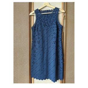 J Crew laser cut floral Navy dress